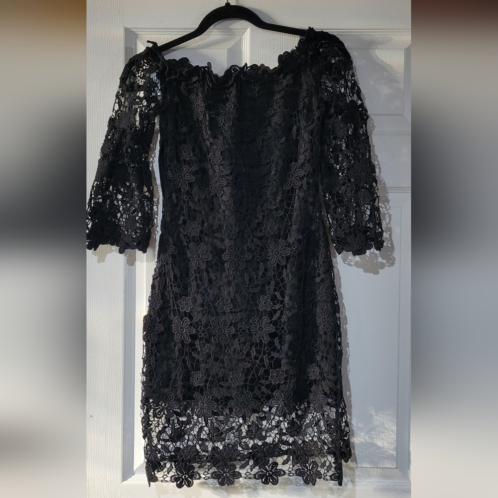 Women’s Black Lace Above Knee Dress #14